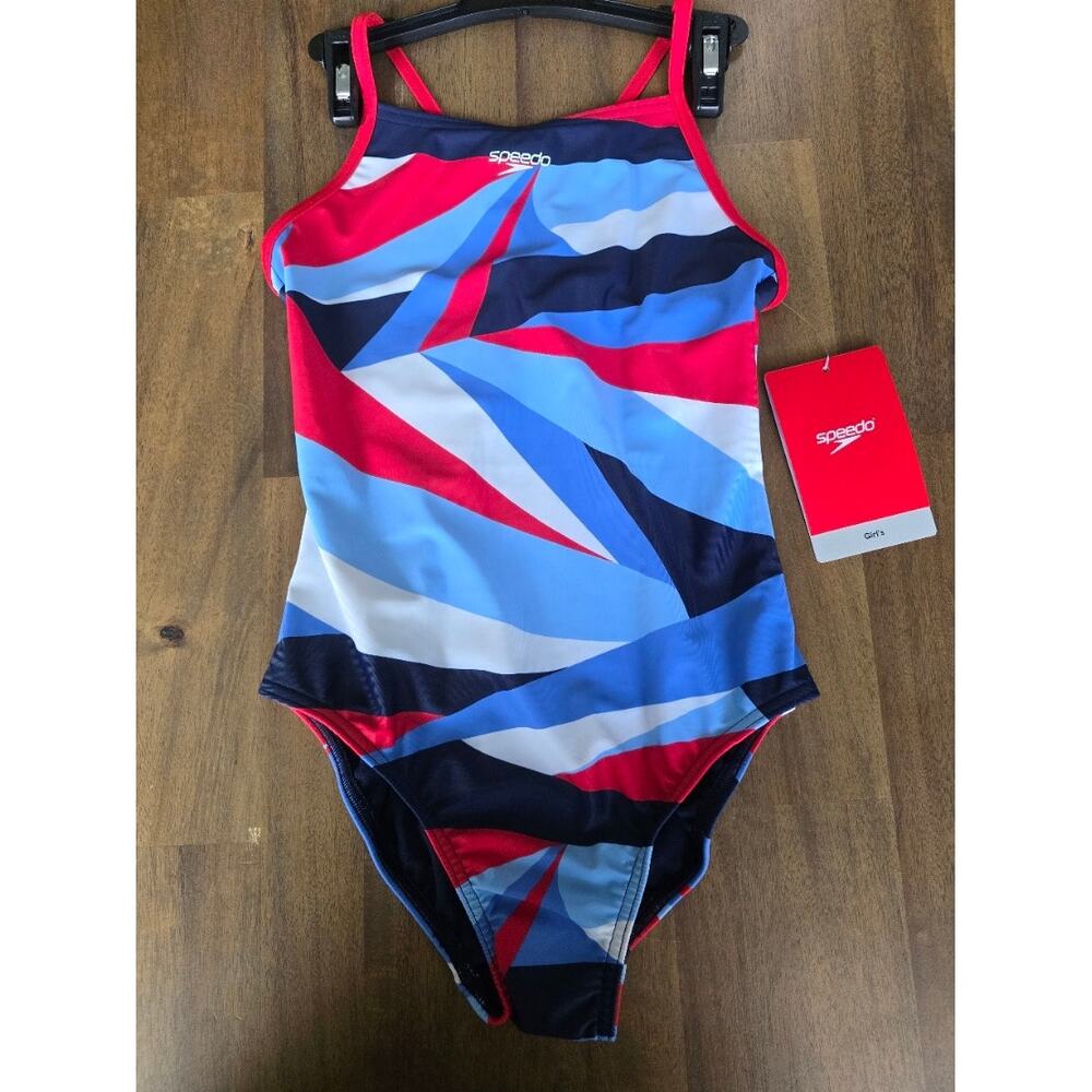 Speedo Girls Printed Thin Strap Once Piece NWT Size XXS (4-5)